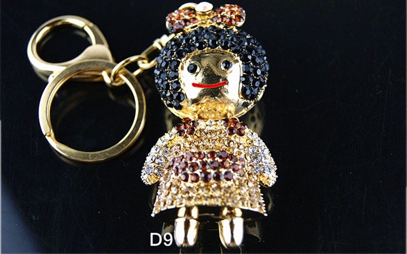 New Cute Adorable Ladies Womens Girls Diamontic Beautiful Girl Keyring Bag Charm